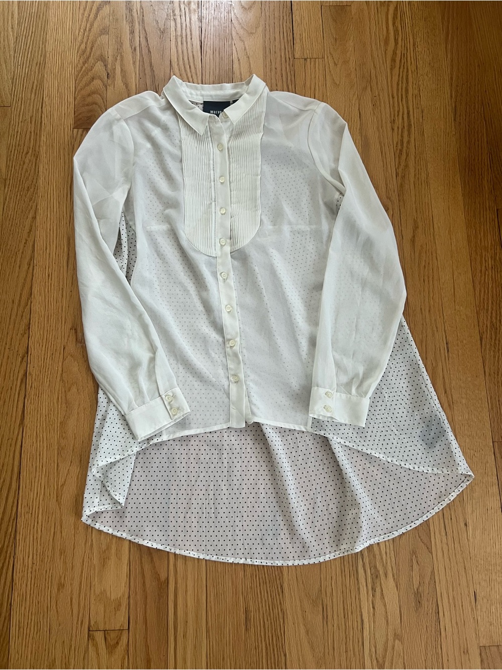 Maeve Women's Cream and Pollk-a-Dot Pintuck Button-Up Shirt